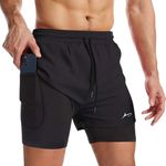 PROSHARX Apex Dual Shorts Advanced with Concealed and Secure Pockets & Towel/T-Shirt Holder | Men's 2 in 1 Double Layer Short for Running, Gym & Sports (in, Alpha, XL, Regular, Black)
