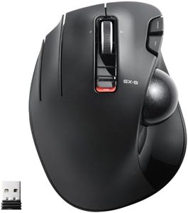 ELECOM EX-G Left Handed Trackball Mouse, 2.4 GHz USB Wireless, Ergonomic, Thumb Control, Tracking Roller Ball, 6 Programmable Buttons, Tilt Scroll