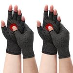 2 Pairs Fingerless Gloves for Women&Men - Compression Gloves for Arthritis - Providing Warmth and Compression to Promote Healing - Relieve Arthritis Pain, Breathable Fabric Comfortable Fit(M, Grey)