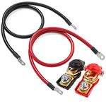 GTIWUNG 2Pcs 12V Battery Cables Red and Black, Battery Inverter Cable 70cm, Auto Battery Leads 6AWG with Ring Terminals Copper Flexible Wire + 1 Pair Battery Quick Release Connectors