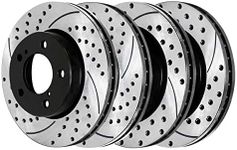 AutoShack Front and Rear Drilled Slotted Brake Rotors Black Set of 4 Replacement for 2007-2021 Toyota Tundra 2008-2021 Sequoia 2016-2021 Land Cruiser 2016-2020 Lexus LX570 4WD AWD RWD PR41484PR41485