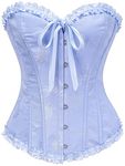 SZIVYSHI Corset Tops for Women, Bustier Shapewear Lingerie, Lace Waist Push Up Bodysuit, Sky Blue, Small