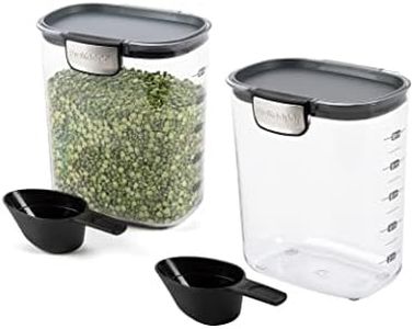 Progressive International ProKeeper+ Clear Plastic Airtight Food Baker's Kitchen Storage Organization Container Canister Set with Magnetic Accessories, 2- Piece Set (PKS-2 - Grain 2.5-Quart)