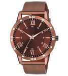 Brown Dial PU Strap Stylish Analog Watch for Men-BN