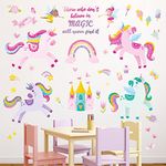 DECOWALL DS9-2119 Unicorns and Fairies Kids Wall Stickers Decals Peel and Stick Removable for Nursery Bedroom Living Room Art murals Decorations