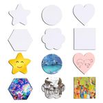 12pcs Magnetic Canvas Boards, Round/Heart/Star/Flower Shaped Painting Mini Canvas Blank for Kids Small Painting Canvas Panel for Acrylic Oil Watercolor Painting Fridge Locker DIY Craft Art Gift