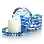 Kanpura Set of 6 Blue Glass Candle Plates,Glass Pillar Candle Holder Plates,Glass Candle Coaster Holder,Small Round Candle Trays for Pillar Candle Centerpiece