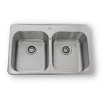 ONEX® Drop-in/Over Mount/Top Mount Double Bowl 31"X20" -7"d Stainless Steel Sink OD3120-7 1H