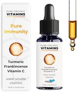 Cúrcuma Orgánica con olibanum y Vitamina C | Gotas de Líquido | Suplementos de hierbas veganas, solubles en agua | Fórmula patentada biodisponible | Fabricado en Suiza | Suministro para 30 días