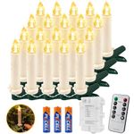 Koopower Christmas Tree Candles with Remote, Timer, AA Batteries and Clips on Waterproof Clear String for Halloween, Christmas Trees, and Party Decorations (30 LED Candle Lights | 13.5m)