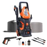 IBELL WIND55 Universal Motor Pressure Washer, 1800 Watts Motor, 140 Bars, 7.8L/Min Flow Rate, 5 Meters Outlet Hose, for Car, Bike and Home Cleaning Purpose, Turbo Nozzle, Black and Orange