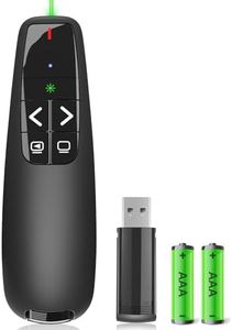 Presentation Clicker for PowerPoint, Wireless Presenter Remote Green Light Pointer Computer Clickers, USB A Project Power Point PPT Clicker for Mac Laptop Office, Slideshow Google Slide Advancer