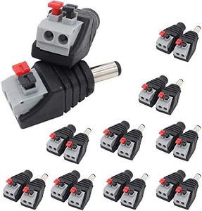 DC Power Connector Plug 10 Pairs Male and Female DC Connector 5.5mm x 2.1mm Power Jack Plug Adapter Socket for CCTV Camera and Led Strip