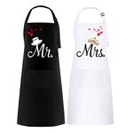 FunChaos 2 PCS Mr. & Mrs. Couple Aprons Set, Wedding Gift for Couple, Kitchen Waterproof Aprons, Apron for Women and Men, Perfact As Gift for Engagement, Anniversary, Valentine’s Day (White& Black)