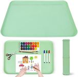 Premium Silicone Art Mat for Crafts, 24" x 16" Non-Slip Art Mat for Painting, Clay, Resin, Slime, Jewelry-Making, and Crafts – Waterproof & Easy to Clean, Raised Edges for Mess-Free Crafting (Green)