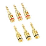 PATIKIL Banana Plugs Speaker Banana Plugs Open Screw Type 4mm Gold-Plated Copper Red Black for Speaker Wires, Sound Systems, Video Receivers, Home Pack of 6