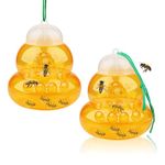 2 Pack Wasp Trap, Plastic Hanging Hornet Bee Traps for Outdoors, Yellow Jackets Wasp, Effective and Reusable, Safe, No Bottom Seam