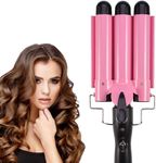 Hair Curler,FOTRSDKU 3 Barrel Hair Curler with Temperature Control,Professional Salon Ceramic Curling Iron, Adjustable Hair Styling Tools for Hair Crimper Styling Tools