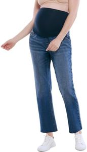 Motherhood Maternity Women's Secret Fit Over The Belly Slim Straight Leg Pregnancy Jeans, Medium Wash