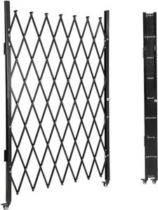 Single Folding Security Door, 85" H x 95" W Portable Flexible Expandable Fence Gate, Steel Accordion Security Gate with 360°Rolling Wheel - Ideal for Courtyards, Garages, Gardens