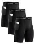 Niksa 3 Packs Compression Shorts Men Gym Running Sports Anti Chafing Underwear Base Layer Shorts Sports Undershorts Quick-Drying Fabric Men’s Workout Shorts, Black, L
