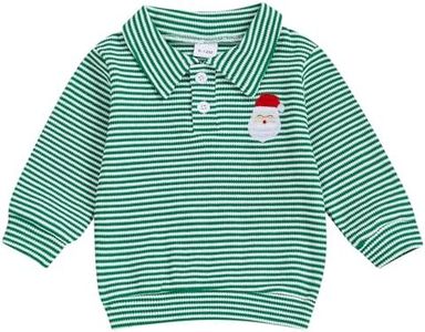 TheFound Christmas Baby Boy Tshirt Top Long Sleeve Stripes Santa Claus Hoodie Pullover Sweatshirt 6 12 18 24 Months 3T 4T 5T (Green, 12-18 Months)