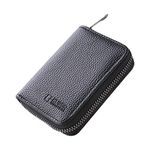 Kuber Industries Wallet for Women/Men | Card Holder for Men & Women | Leather Wallet for ID, Visiting Card, Business Card, ATM Card Holder | Slim Wallet | Zipper Closure, Black