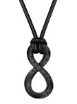 Black Viking Runes Infinity Band Mobius Necklace for Men Women Polishing Stainless Steel Hypoallergenic Jewelry Nordic Mystery Accessory, Adjustable Chain