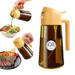 YARRAMATE 16oz/470ml Light-Blocking Dark Oil Sprayer for Cooking, 2-in-1 Olive Dispenser Bottle, Premium Amber Glass, Food-Grade Mister for Air Fryer, BBQ, Kitchen Use (Orange)
