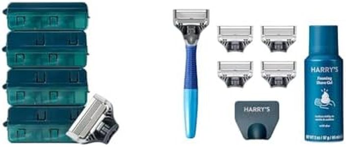 Harry's Razors for Men Bundle - 14 Count Razor Blades Refills, 5 Razor Blades, Shave Gel, Travel Cover (Ocean Blue)