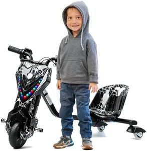 Awjaisca Electric Drift Trike for kids,Drift Cart,Big Wheel Drifting Tricycle for Ages 8+ with Strong Steel Frame,Crazy Kart, 12V Electric Ride-On Car with Swivel, Slide, and 360° Drift Features,Black
