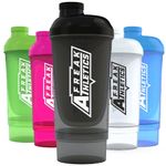 Protein Shaker Bottle with Storage 500ml - Shaker for Protein Shakes (Black Transparent)