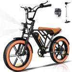 COLORWAY Electric Bikes,20'' Off-Road EBike with 4.0 Fat Tire,250W Motor and 48V 15Ah Battery, 7-Speed City Bike, Elecrtic Bicycle with LCD Display, Dual Disc Brake,Range up to 45-100KM.-Black