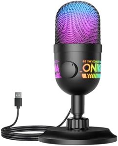 USB Condenser Microphone for PC, RGB Gaming Mic with Plug & Play, Cardioid Pickup, Real-Time Monitoring, Tap-to-Mute, Gain Control for Streaming, Podcast, Recording on PC, Mac