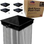 4x4 Fence Post Cap (3 1/2") 4 Pack Black Powder Coated Aluminum - Mailbox, Lamp Post, Deck, Dock, Piling Caps