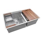 Ruvati 28-inch 60/40 Double Bowl Kitchen Sink - Undermount Low Divide 16 Gauge Stainless Steel Kitchen Sink with Brushed Finish hides scratches, Easy-to-Clean Undermount Sinks - RVH8341