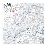 Map of South West Coast Path, Devon and Cornwall greetings card