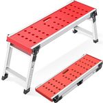 KINGRACK Folding Work Platform Step Ladder, Aluminium Step Stool with Anti-Slip Rubber Feet, Lightweight Stepladder with Safety Locks, Portable Work Bench for Home, Office, MaximumLoad 330lbs