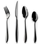 HaWare Cutlery Set, 16 Piece Stainless Steel Black Flatware Set for 4, Elegant Tableware Silverware Set Include Knives Forks Spoons, Mirror Finish, Dishwasher Safe