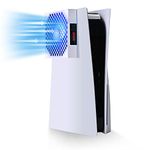 G-STORY PS5 Cooling Fan,PS5 Cooler System, Fan Speed Automactically Adjusted by Temperature(℃/℉), Low Noise, 3 Speed 1500/1750/2000RPM (140MM) with RGB LED (White)