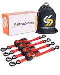 Strapinno 4pcs Retractable Ratchet Straps Bundle (1-in x 6-ft),Secure Tie-Downs with Rubber-Coated Steel Handles, S-Hooks & Durable Hardware for Daily Use with Breaking Strength - 1,500LBS/680KG Each