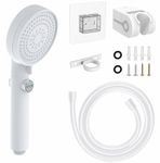 RV Shower Head with Hose, High Pressure Shower Head with Handheld On Off Switch, Travel Trailer, Motorhome and Boat and Camper Must Have RV Accessories Replacement Part, White