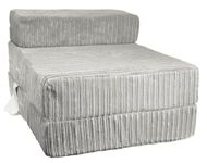 Jumbo Cord Single Chair Bed Sofa Z Bed Seat Foam Fold Out Guest Futon Kids | Supreme Quality | Fire Retardant | Premium Mattress (Mink)