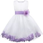 iiniim Kids Infant Girls Flower Petals Tulle Formal Wedding Pageant Dress Lavender 10 Years