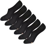 Tisoks Women's 6-Pack Black Antibacterial Odor Free Sweat Wicking No-Show Socks