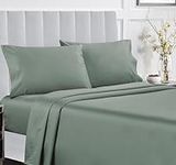 California Design Den 100% Cotton Sheets - Softest 4-Pc Set, Cooling Sheets for Bed, Deep Pockets, 400 Thread Count Sateen,Bedding Sheets & Pillowcases,Queen Sheets(Sage Green)