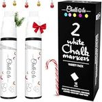 White Jumbo Chalk Pens - 15mm Window Markers | Pack of 2 White pens - Use on Cars, Chalkboard, Whiteboard, Blackboard, Glass, Bistro | Loved by Teachers, Artists, Businesses