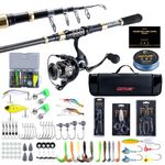 Goture Fishing Rod and Reel Combos with Storage Bag, Telescopic Fishing Pole 9+1 Spinning Reel Lures Set, Telescopic Fishing Rod Fishing Kit for Travel Saltwater Freshwater 2.1M