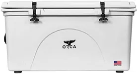 ORCA 140 quart Cooler With Extendable flex-grip handles for comfortable solo or tandem portage, White