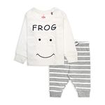 ARIEL Cotton Clothing Sets for Baby Boys & girls - Unisex Clothing sets Full Sleeve T-shirt & Pant (White-Frog_2-3 Years)